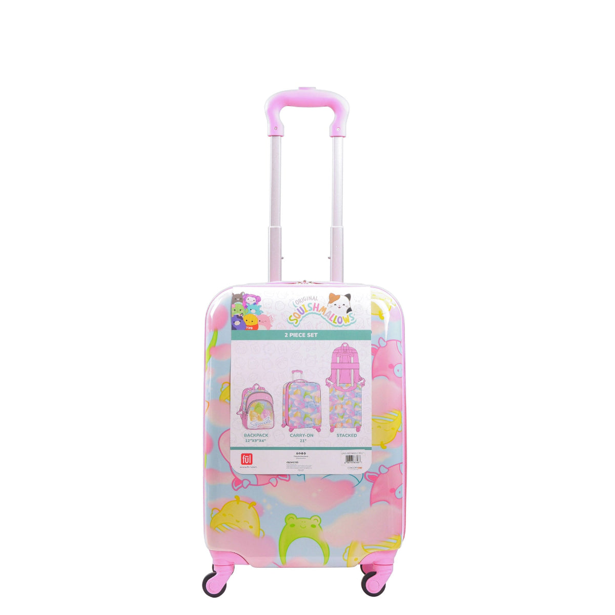 Squishmallows Clouds 2-Piece Pink Luggage Set by FUL