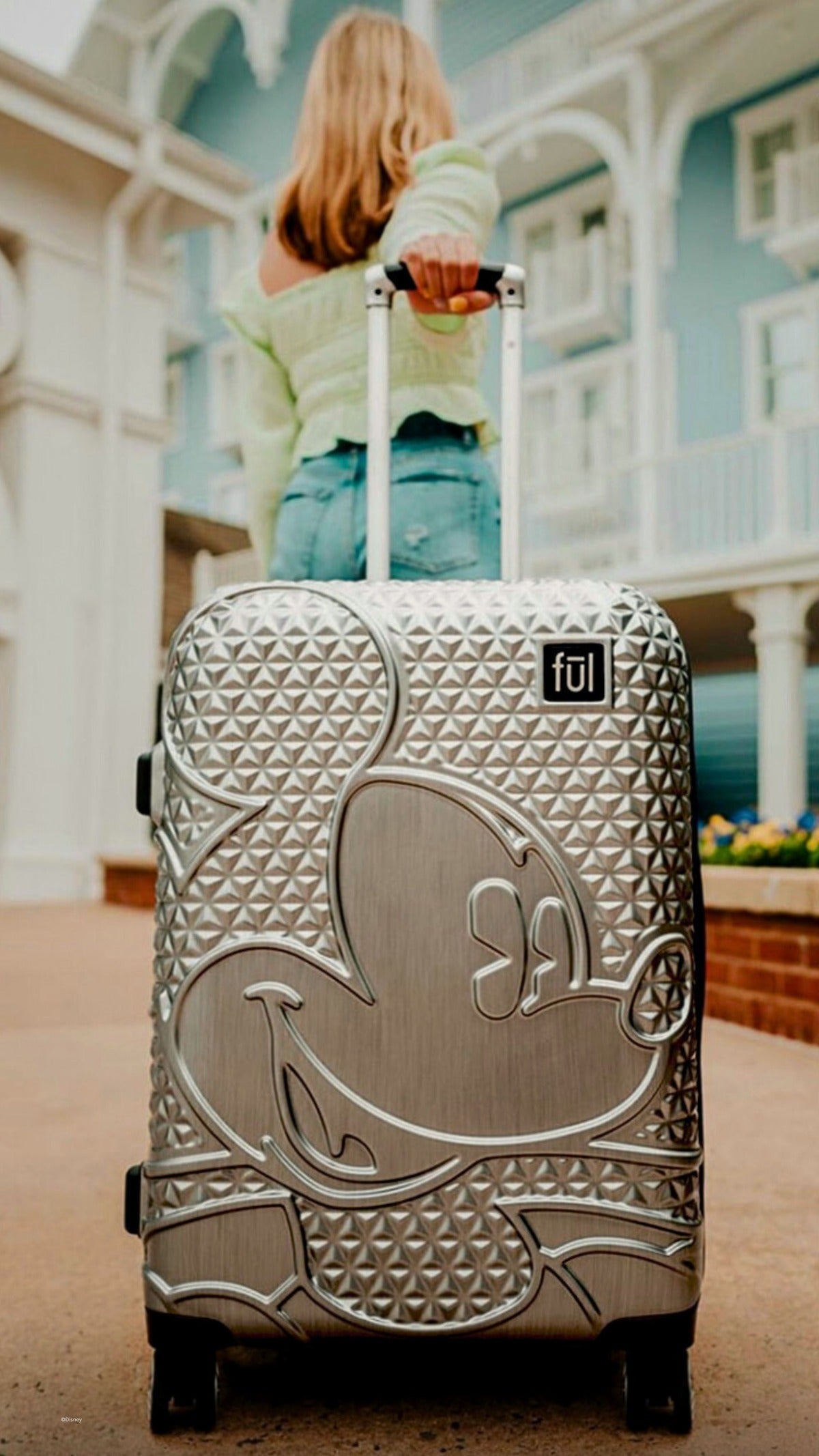 Mickey Mouse Rolling Luggage FŪL Disney Suitcase 30" Silver